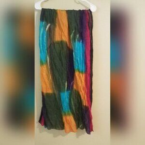 Bright Multi Color Tie Dyed Flowing Scarf
